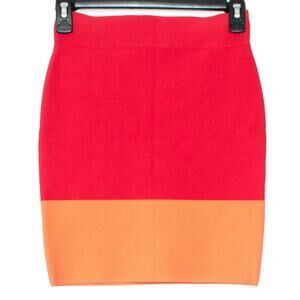 NWT BCBGMaxazria Skirt Joelle Preppy Maximalist Mini Pencil Red Orange Small G2
